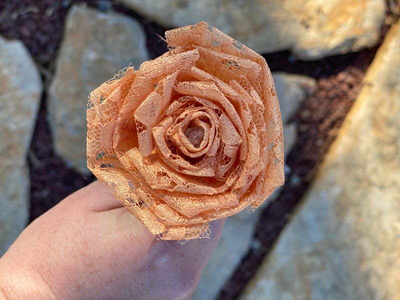Light Orange Lace Roses with Stem, Lace Flower Bouquet, Lace Flower, Lace Rose, 13th Wedding Anniversary Gift, Lace Gift for Her, Thirteenth