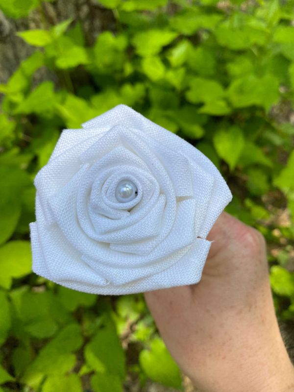 White Linen Roses with Stems, Linen Flower Bouquet, Linen Flowers, Linen Roses, 12th Wedding Anniversary Gift, Linen Gift for Her, Twelfth
