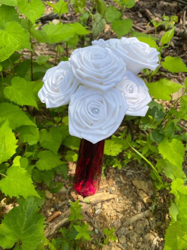 White Linen Roses with Stems, Linen Flower Bouquet, Linen Flowers, Linen Roses, 12th Wedding Anniversary Gift, Linen Gift for Her, Twelfth
