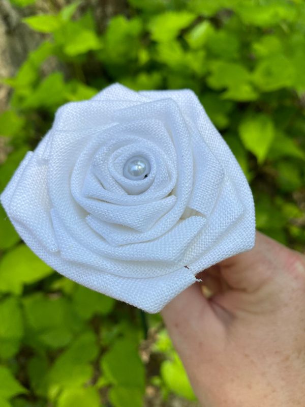 White Linen Roses with Stems, Linen Flower Bouquet, Linen Flowers, Linen Roses, 12th Wedding Anniversary Gift, Linen Gift for Her, Twelfth