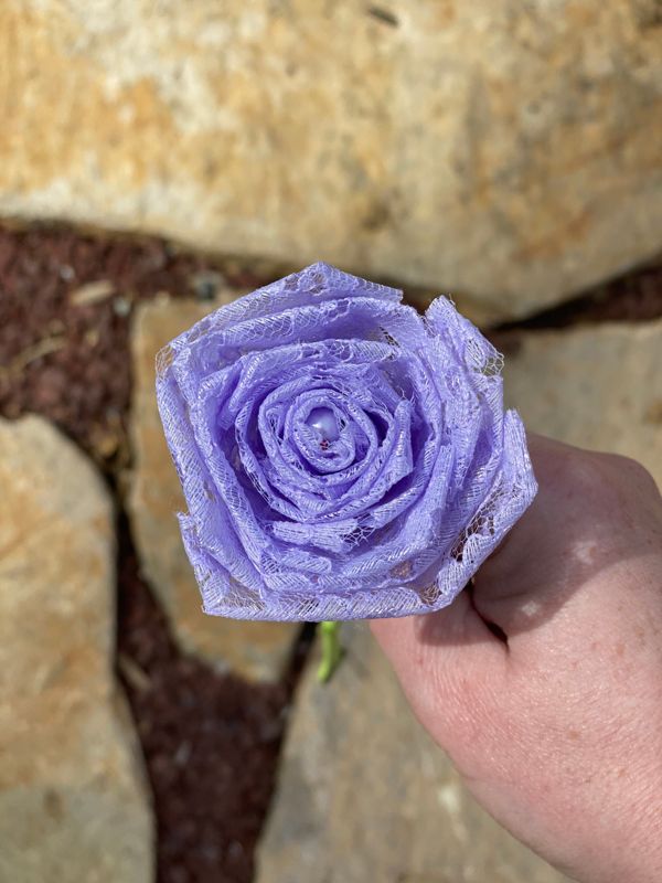 Lavender Lace Roses with Stem, Lace Flower Bouquet, Lace Flower, Lace Rose, 13th Wedding Anniversary Gift, Lace Gift for Her, Thirteenth