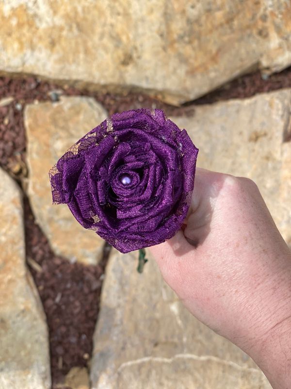 Plum Purple Lace Roses with Stem, Lace Flower Bouquet, Lace Flower, Lace Rose, 13th Wedding Anniversary Gift, Lace Gift for Her, Thirteenth