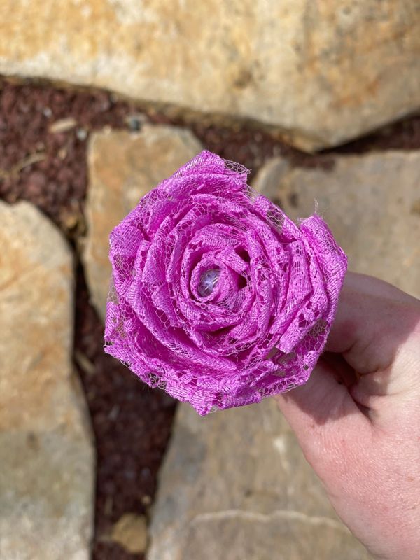 Orchid Lace Roses with Stem, Lace Flower Bouquet, Lace Flower, Lace Rose, 13th Wedding Anniversary Gift, Lace Gift for Her, Thirteenth