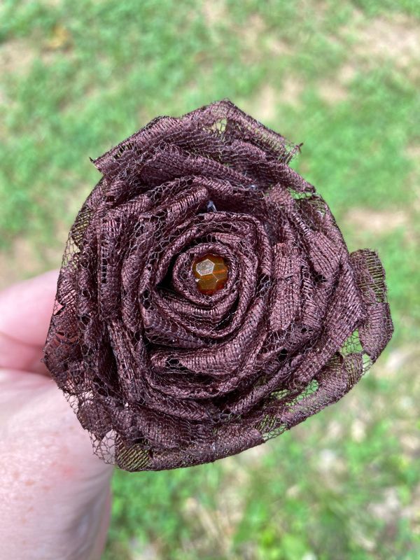 Chocolate Lace Roses with Stems, Lace Flower Bouquet, Lace Flower, Lace Rose, 13th Wedding Anniversary Gift, Lace Gift for Her, Thirteenth