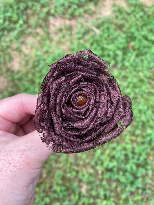 Chocolate Lace Roses with Stems, Lace Flower Bouquet, Lace Flower, Lace Rose, 13th Wedding Anniversary Gift, Lace Gift for Her, Thirteenth