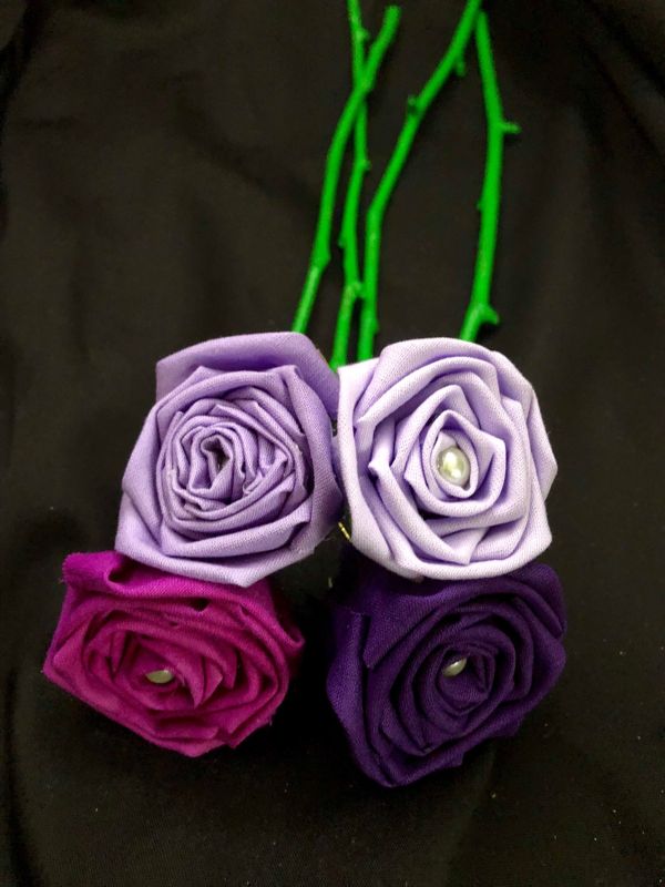 Purple Cotton Roses with Stems, Purple Ombré Flower Bouquet, Purple Rose, Cotton Roses, Cotton Anniversary, Second Anniversary, Gift for Her