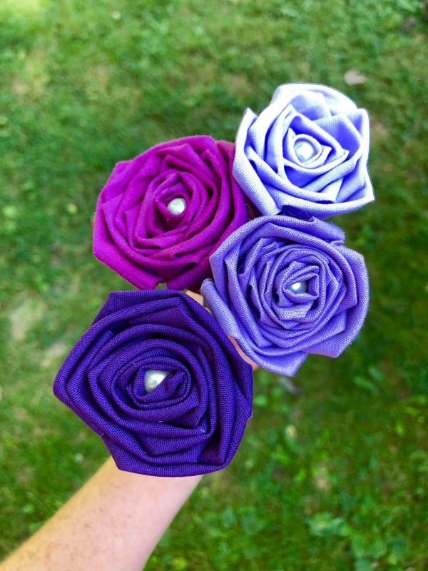 Purple Cotton Roses with Stems, Purple Ombré Flower Bouquet, Purple Rose, Cotton Roses, Cotton Anniversary, Second Anniversary, Gift for Her