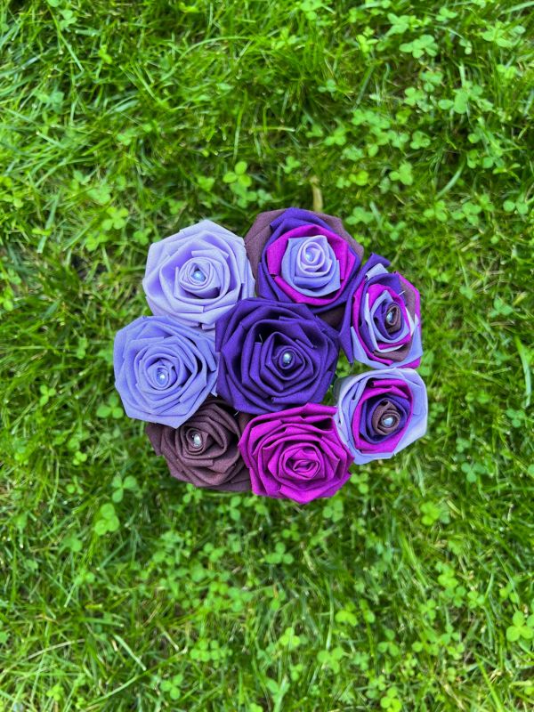 Purple Cotton Roses with Stems, Purple Ombré Flower Bouquet, Purple Rose, Cotton Roses, Cotton Anniversary, Second Anniversary, Gift for Her