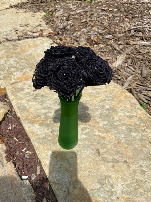 Black Lace Roses with Stems, Lace Flower Bouquet, Lace Flowers, Lace Roses, 13th Wedding Anniversary Gift, Lace Gift for Her, Thirteenth
