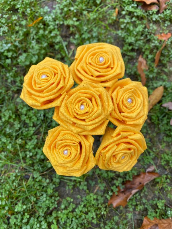 Yellow Linen Roses with Stems, Linen Flower Bouquet, Linen Flowers, Linen Roses, 12th Wedding Anniversary Gift, Linen Gift for Her, Twelfth