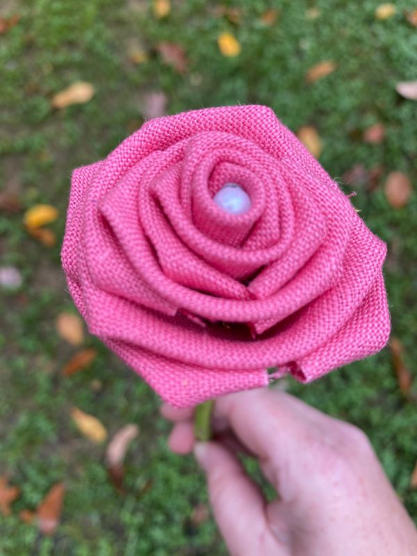 Pink Linen Roses with Stems, Linen Flower Bouquet, Linen Flowers, Linen Roses, 12th Wedding Anniversary Gift, Linen Gift for Her, Twelfth