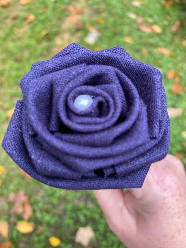 Navy Linen Roses with Stems, Linen Flower Bouquet, Linen Flowers, Linen Roses, 12th Wedding Anniversary Gift, Linen Gift for Her, Twelfth