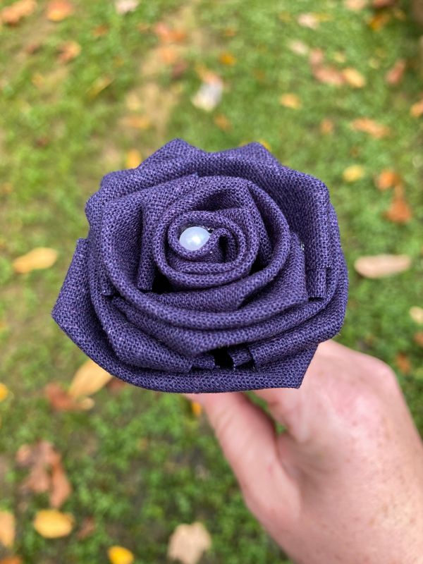 Navy Linen Roses with Stems, Linen Flower Bouquet, Linen Flowers, Linen Roses, 12th Wedding Anniversary Gift, Linen Gift for Her, Twelfth