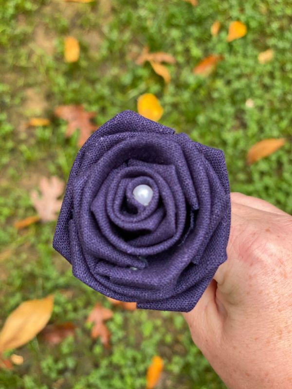 Navy Linen Roses with Stems, Linen Flower Bouquet, Linen Flowers, Linen Roses, 12th Wedding Anniversary Gift, Linen Gift for Her, Twelfth