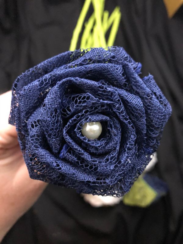 Blue Lace Roses with Stems, Lace Flower Bouquet, Lace Flowers, Lace Roses, 13th Wedding Anniversary Gift, Lace Gift for Her, Wedding Bouquet
