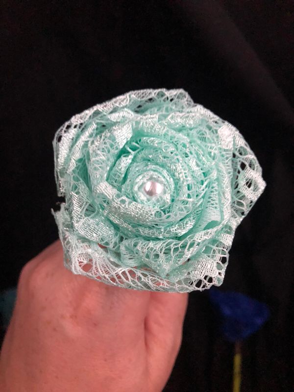 Blue Lace Roses with Stems, Lace Flower Bouquet, Lace Flowers, Lace Roses, 13th Wedding Anniversary Gift, Lace Gift for Her, Wedding Bouquet
