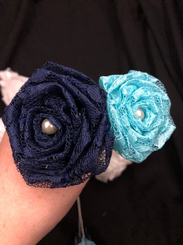 Blue Lace Roses with Stems, Lace Flower Bouquet, Lace Flowers, Lace Roses, 13th Wedding Anniversary Gift, Lace Gift for Her, Wedding Bouquet