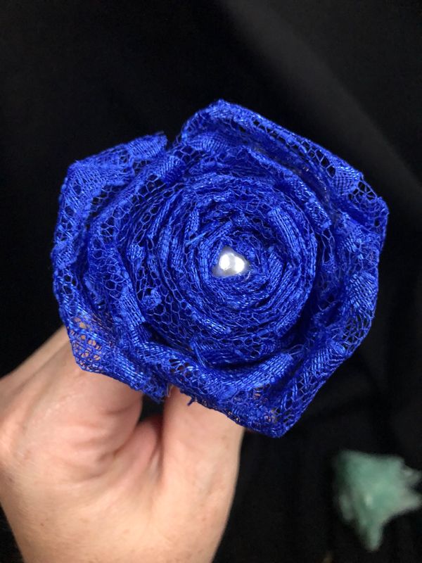 Blue Lace Roses with Stems, Lace Flower Bouquet, Lace Flowers, Lace Roses, 13th Wedding Anniversary Gift, Lace Gift for Her, Wedding Bouquet