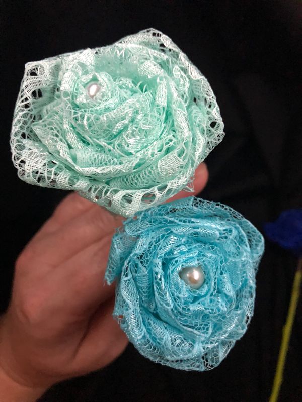 Blue Lace Roses with Stems, Lace Flower Bouquet, Lace Flowers, Lace Roses, 13th Wedding Anniversary Gift, Lace Gift for Her, Wedding Bouquet