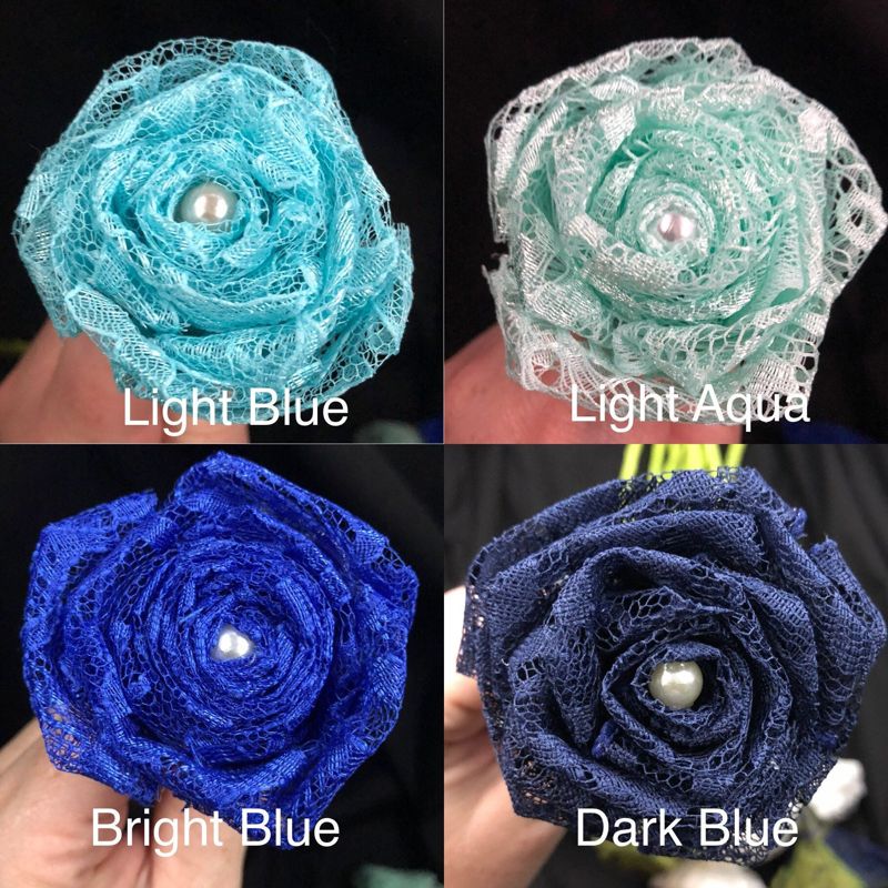 Blue Lace Roses with Stems, Lace Flower Bouquet, Lace Flowers, Lace Roses, 13th Wedding Anniversary Gift, Lace Gift for Her, Wedding Bouquet