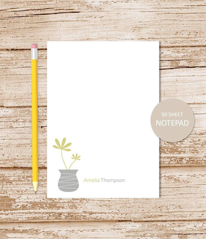 personalized notepad . POTTED PLANTS note pad . floral vase notepad . personalized stationery . succulent stationary