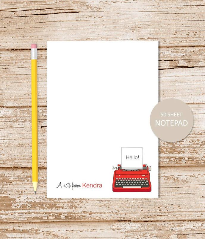 personalized notepad . TYPEWRITER . note pad . vintage typewriter notepad . personalized stationery . stationary