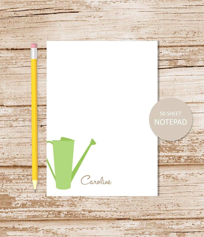 personalized notepad . GARDENER . watering can note pad . personalized stationery . stationary . sprinkling can . gardening notepad