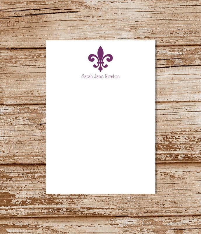 personalized notepad . FLEUR DE LIS notepad, note pad . personalized stationery, stationary