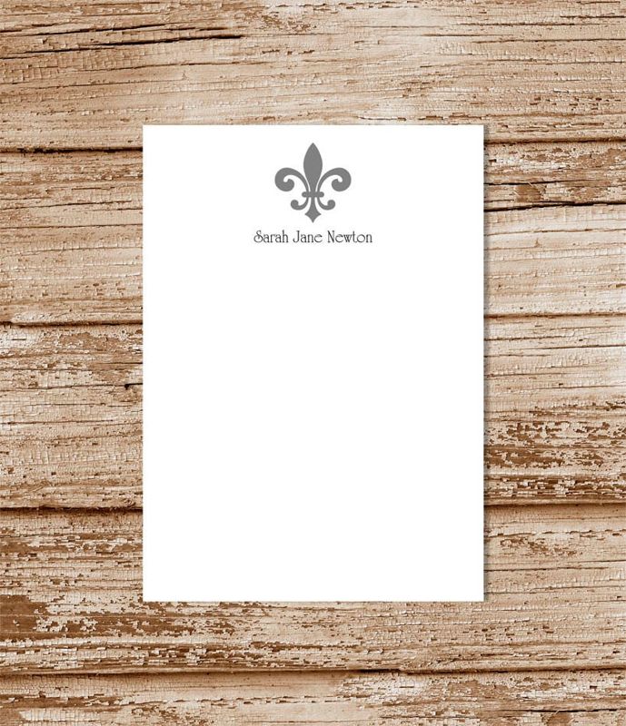 personalized notepad . FLEUR DE LIS notepad, note pad . personalized stationery, stationary