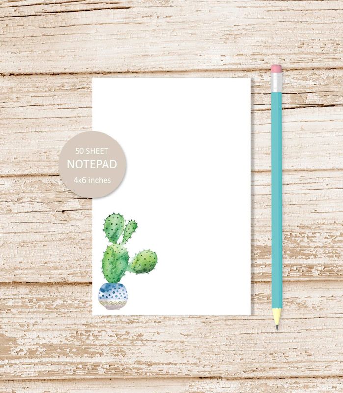 cactus notepad . watercolor cactus note pad . southwestern potted plant, nature stationery . stationary | 4x6 inches