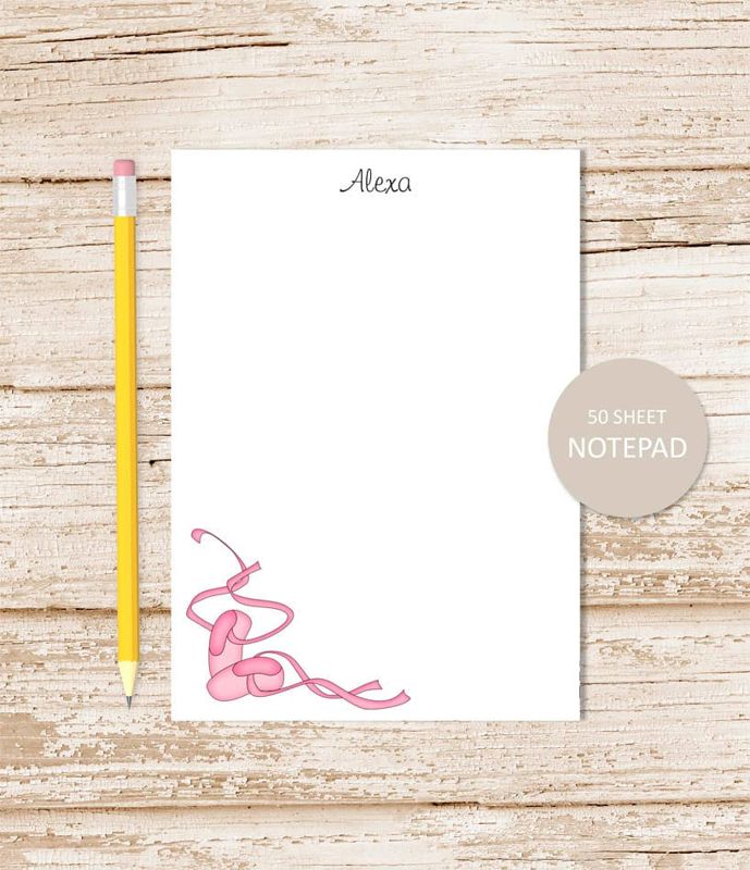 personalized notepad . BALLET . toe shoes note pad . ballerina notepad . ballet dancer, ballet teacher . dance . personalized stationery