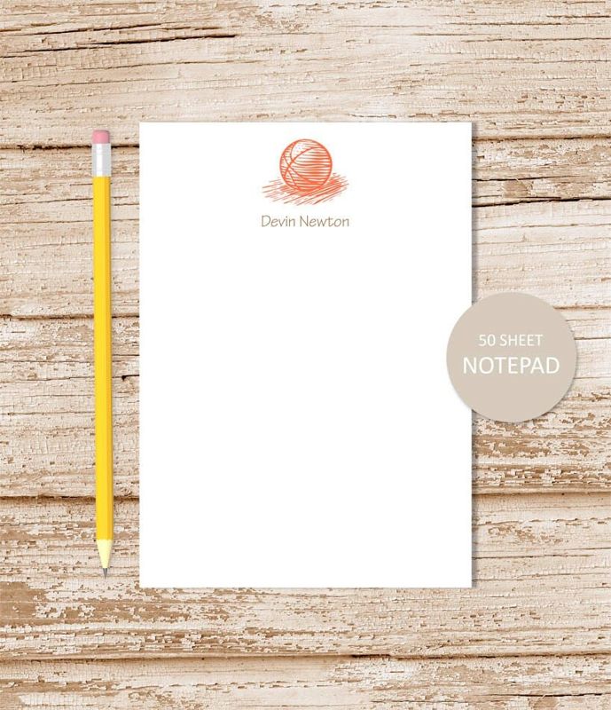 personalized notepad . basketball note pad . basketball notepad . personalized stationery . sports stationary