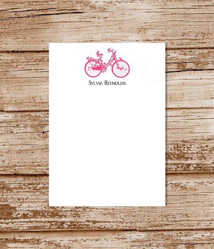 personalized notepad . BICYCLE BIRDS . birds note pad . personalized stationery . bike stationary . bike silhouette . womens notepad