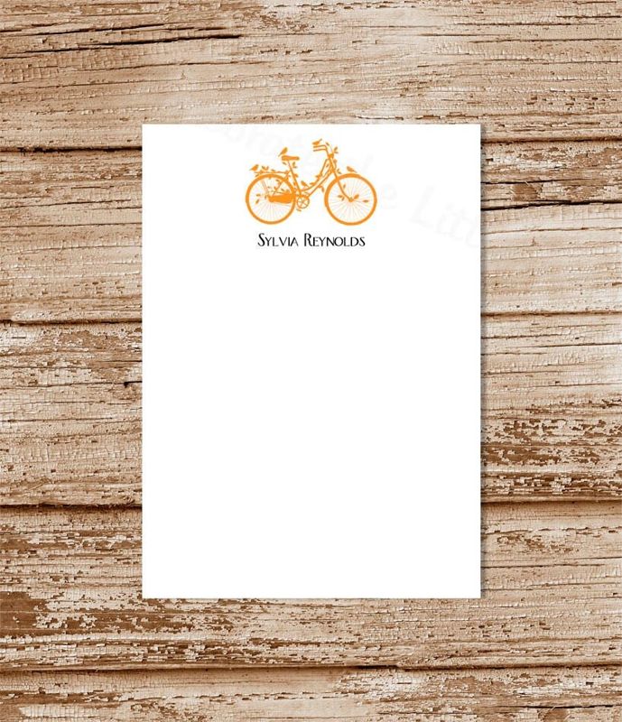 personalized notepad . BICYCLE BIRDS . birds note pad . personalized stationery . bike stationary . bike silhouette . womens notepad