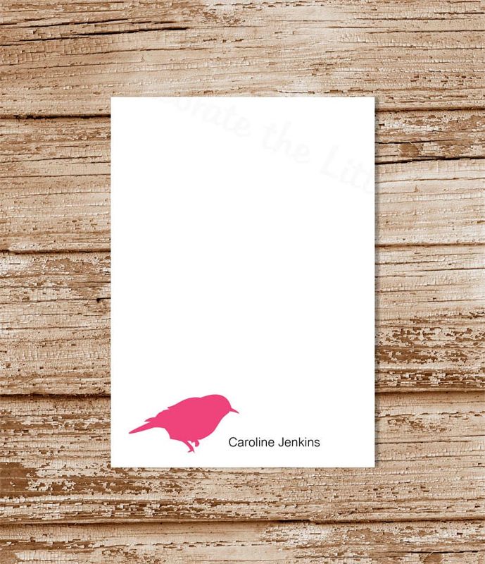personalized notepad . BIRD SILHOUETTE notepad . bird note pad . personalized stationery . bird silhouette stationary