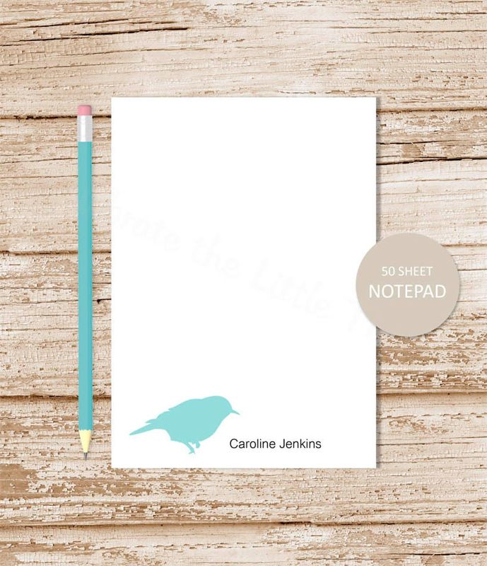personalized notepad . BIRD SILHOUETTE notepad . bird note pad . personalized stationery . bird silhouette stationary