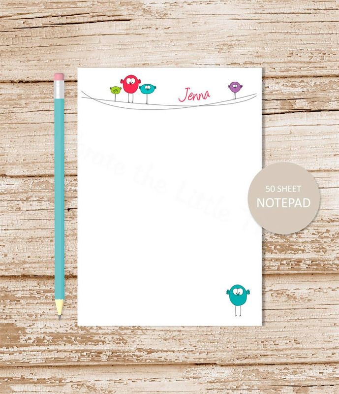 personalized notepad . BIRDS ON A WIRE . note pad . personalized stationery . cute stationary