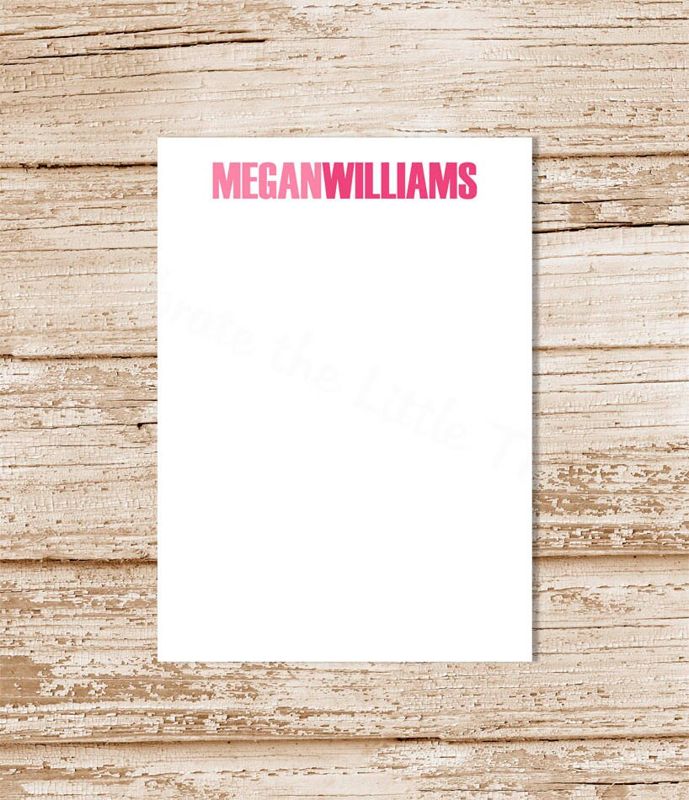 personalized notepad . BLOCK NAME . note pad . personalized stationery . bold name stationary . two tone name