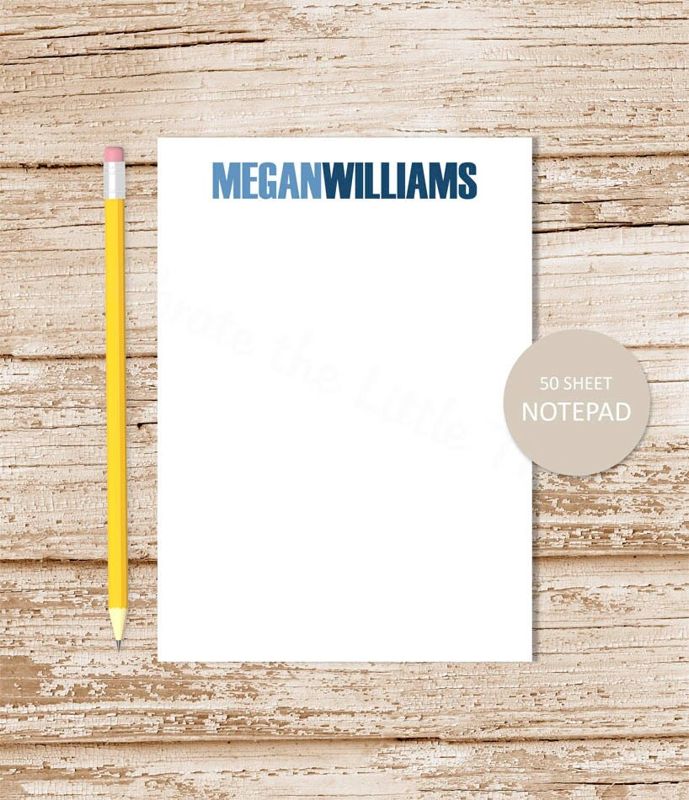 personalized notepad . BLOCK NAME . note pad . personalized stationery . bold name stationary . two tone name