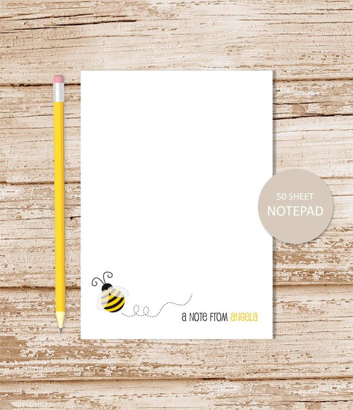 personalized notepad . BUMBLE BEE . note pad . bee notepad . teacher stationery . personalized stationary . teacher notepad gift