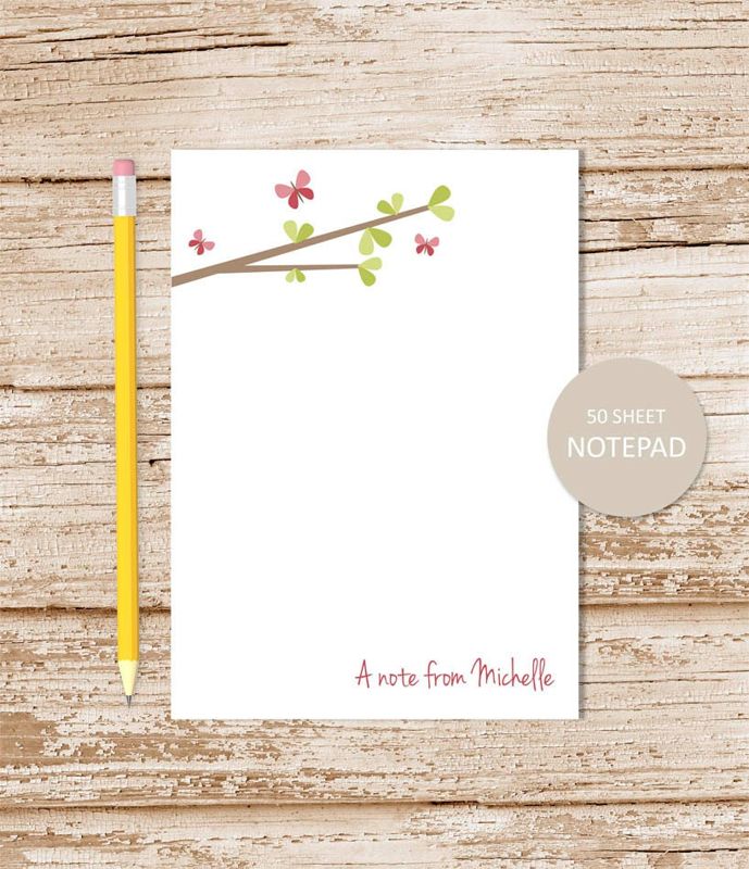 personalized notepad . BUTTERFLY TREE . note pad . personalized stationery . insect stationary . womens notepad