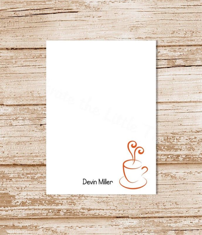 personalized notepad . COFFEE . personalized stationery . coffee cup notepad . coffee note pad . coffee lover stationary gift