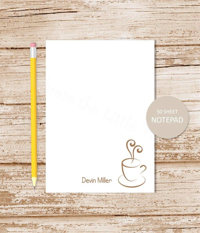 personalized notepad . COFFEE . personalized stationery . coffee cup notepad . coffee note pad . coffee lover stationary gift