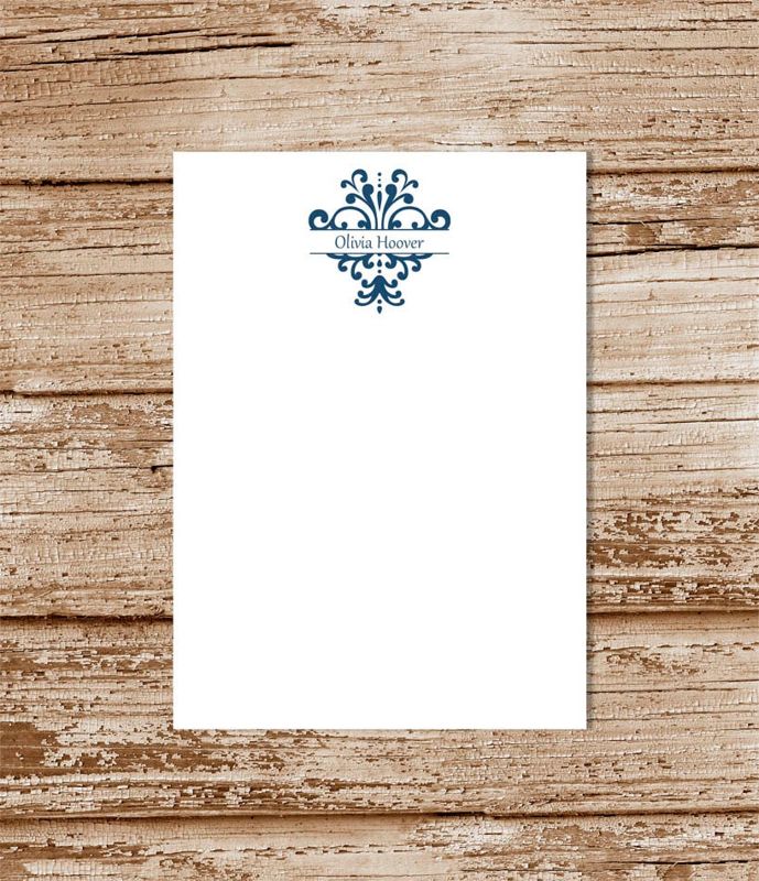 personalized notepad . DAMASK . note pad . personalized stationery . custom stationary