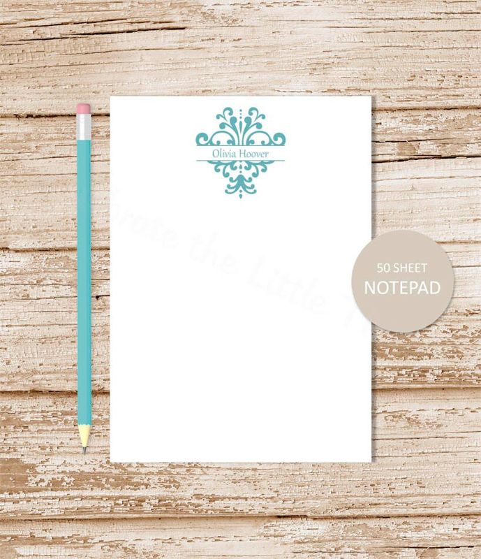 personalized notepad . DAMASK . note pad . personalized stationery . custom stationary