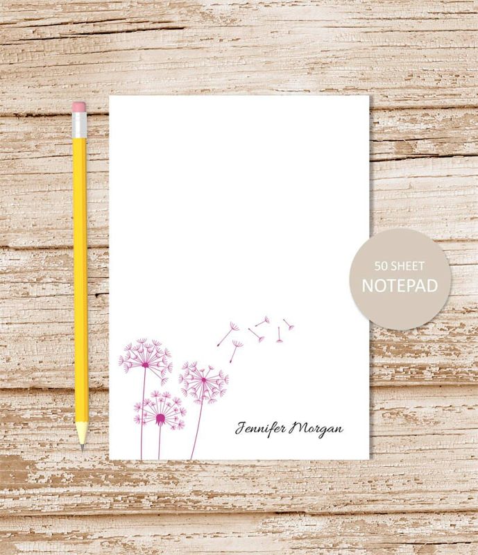 personalized notepad . DANDELION notepad . dandelion note pad . personalized stationery . bontanical stationary