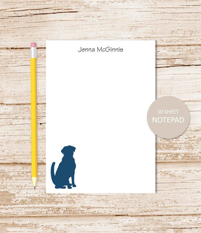 personalized notepad . DOG SILHOUETTE . note pad . personalized stationery . dog stationary . sitting dog silhouette, pet, puppy dog, doggy