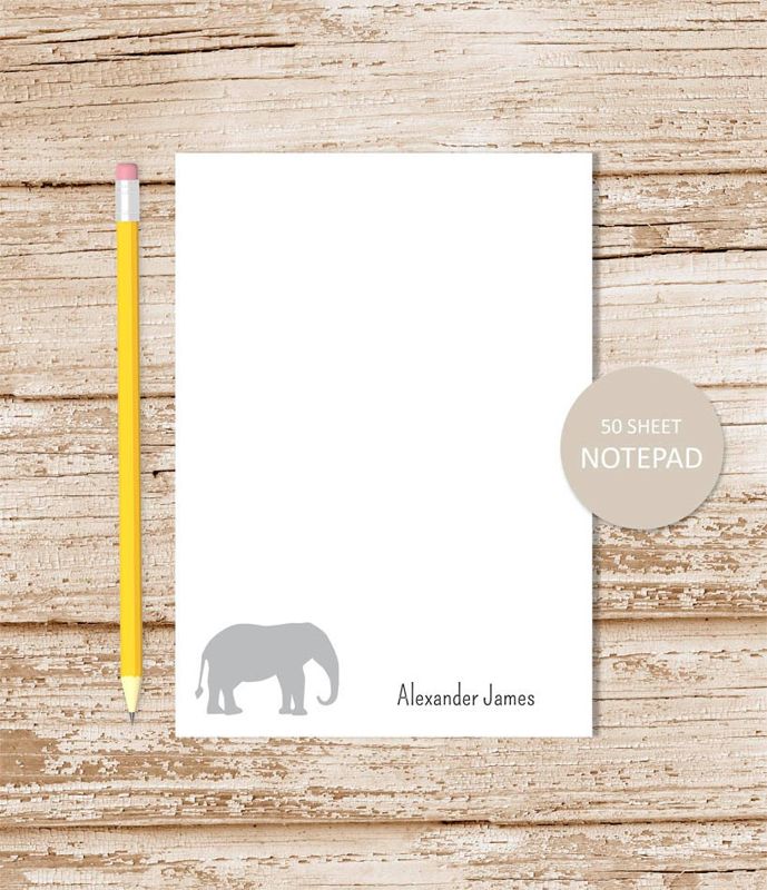 personalized notepad . ELEPHANT . notepad . elephant note pad . personalized stationery . stationary notepad