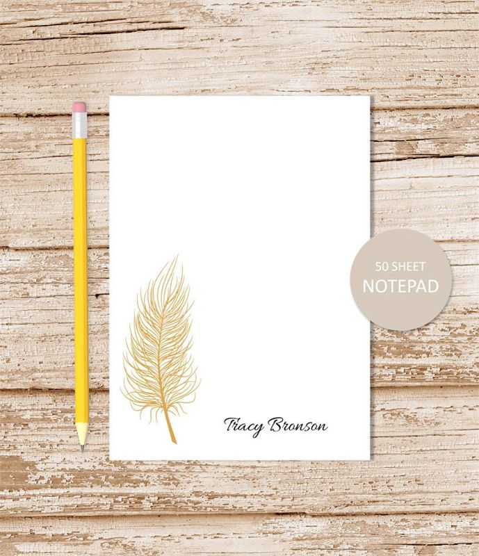 personalized notepad . FEATHER . feather silhouette note pad . personalized stationery . custom stationary
