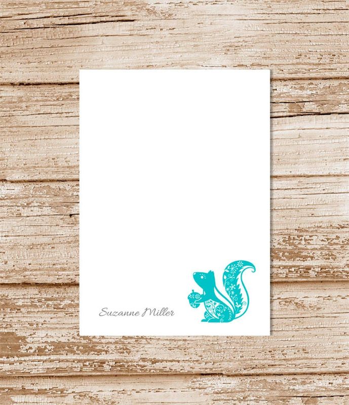 personalized notepad . FILIGREE SQUIRREL notepad . note pad . personalized stationery woodland stationary . acorn forest